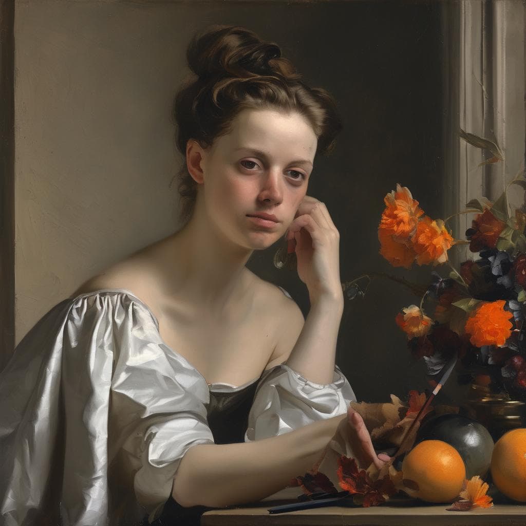 Νεαρή γυναίκα με αναγεννησιακή ενδυμασία, πορτρέτο, ζωγραφική τέχνη, ιδέες και ερωτήματα στην τέχνη.